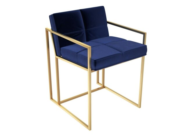 Rackhams Federico Dining Chairs - Brass Brushed - Blue Midnight Velvet - image 1