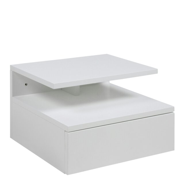 Rackhams Ashlan Bedside Table with 1 Drawer in White - 1 - White - Manufactured wood - image 1