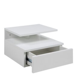 Rackhams Ashlan Bedside Table with 1 Drawer in White - 1 - White - Manufactured wood - thumbnail 2