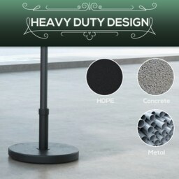Rackhams 15kg Concrete Parasol Base, Heavy Duty Patio Umbrella Stand with Grip Handle, 46.5cm Round Garden Parasol Holder for 24 to 38mm Poles, Black - thumbnail 4