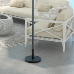 Rackhams 15kg Concrete Parasol Base, Heavy Duty Patio Umbrella Stand with Grip Handle, 46.5cm Round Garden Parasol Holder for 24 to 38mm Poles, Black - thumbnail 1