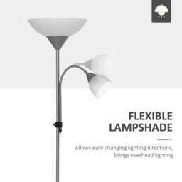 Rackhams LED Floor Lamp for Living Room, 180cm Tall Standing Lamp, Mother and Child Uplighter with Adjustable Gooseneck, Silver Tone - thumbnail 5