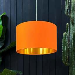 "Rackhams Pumpkin Cotton Lampshade With Gold Foil Lining - 25cm Diameter x 25cm Height / (10"" x 10"")"