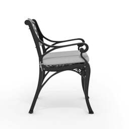 Rackhams Set of 2 Garden Chairs Cast Aluminium Armchairs with Cushion Black/White - Black - thumbnail 5