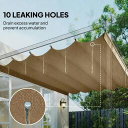 Rackhams Retractable Pergola Cover, 2.55 x 2.5 m Replacement Canopy Fabric for 3 x 3 m Frame, Roof Top Only, Tan - thumbnail 6