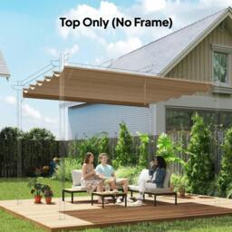 Rackhams Retractable Pergola Cover, 2.55 x 2.5 m Replacement Canopy Fabric for 3 x 3 m Frame, Roof Top Only, Tan - thumbnail 2