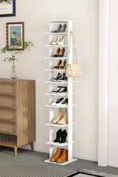 Rackhams Contemporary 10-Tier Household Space Saving Shoe Rack - White