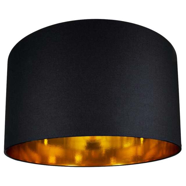 "Rackhams Contemporary Black Cotton 20"" Floor/Pendant Lamp Shade with Shiny Gold Inner" - image 1