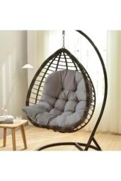 Rackhams 80cm W x 108cm H Hanging Egg Swing Chair Cushion Hanging Basket Cushion - Dark Grey - One Size - thumbnail 3