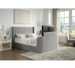 Rackhams Luxury  pannel TV Bed - Green Plush
