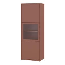 Rackhams Alice Springs Narrow Display Cabinet with 3 Push-to-Open Doors in Terracotta - Matt - Terracotta - W 64.8 X  H 179.1 X  D 44cm - thumbnail 4
