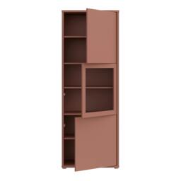 Rackhams Alice Springs Narrow Display Cabinet with 3 Push-to-Open Doors in Terracotta - Matt - Terracotta - W 64.8 X  H 179.1 X  D 44cm - thumbnail 6