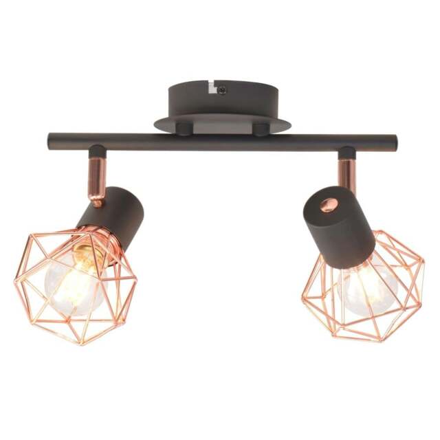 Rackhams Ceiling Lamp with 2 Spotlights E14 Black and Copper