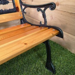 Rackhams Kids 2 Seater Wooden & Cast Iron Garden Patio Childrens Bench with Animal Design - thumbnail 5