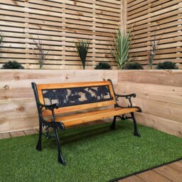 Rackhams Kids 2 Seater Wooden & Cast Iron Garden Patio Childrens Bench with Animal Design - thumbnail 3
