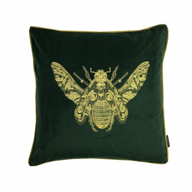 Rackhams Cerana Bee Design Cushion Cover - Emerald Green - 50 x 50cm - Emerald Green - 100% Polyester