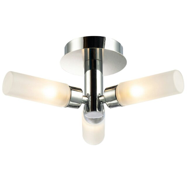 Rackhams Modern Chrome IP44 Rated Bathroom Ceiling Light with Tubular Glass Shades - image 1