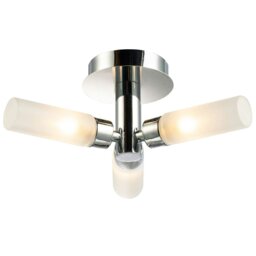 Rackhams Modern Chrome IP44 Rated Bathroom Ceiling Light with Tubular Glass Shades