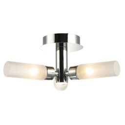 Rackhams Modern Chrome IP44 Rated Bathroom Ceiling Light with Tubular Glass Shades - thumbnail 4