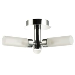 Rackhams Modern Chrome IP44 Rated Bathroom Ceiling Light with Tubular Glass Shades - thumbnail 5
