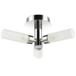 Rackhams Modern Chrome IP44 Rated Bathroom Ceiling Light with Tubular Glass Shades - thumbnail 2
