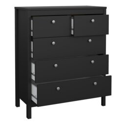 Rackhams Madrid Chest 3+2 drawers in Matt Black - Black - Matt - Melamine - thumbnail 5