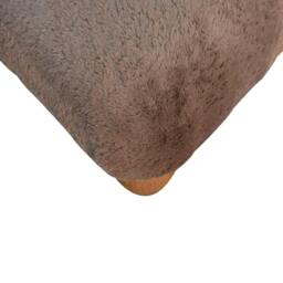 Rackhams Solid Wood Mocha Faux Fur Nordic Footstool - thumbnail 3