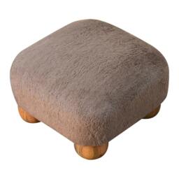 Rackhams Solid Wood Mocha Faux Fur Nordic Footstool - thumbnail 6