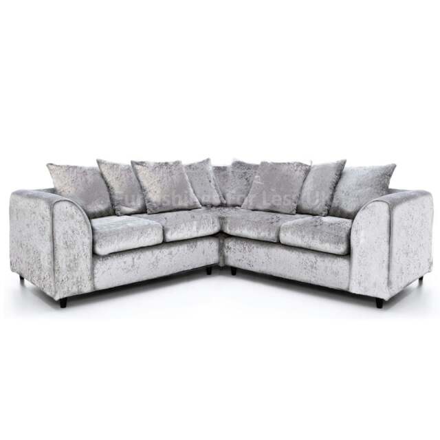 Rackhams Ferguson / Crystal Crushed Velvet Scatter Corner Sofa - Silver - image 1