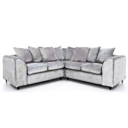 Rackhams Ferguson / Crystal Crushed Velvet Scatter Corner Sofa - Silver