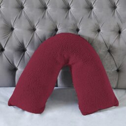 Rackhams Teddy Bear Fleece Super Soft Cosy V Shape Pillowcase - Plum