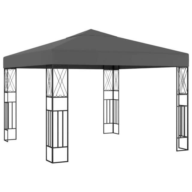 Rackhams Gazebo 3x3 m Anthracite Fabric - Anthracite - Fabric (100% polyester), steel