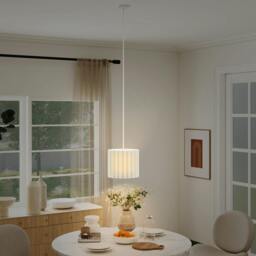 Rackhams Linen Pendant Light, E27 Lampshade for Living Room, Bedroom, Black - White - thumbnail 1
