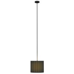 Rackhams Linen Pendant Light, E27 Lampshade for Living Room, Bedroom, Black - White - thumbnail 2