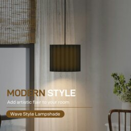 Rackhams Linen Pendant Light, E27 Lampshade for Living Room, Bedroom, Black - White - thumbnail 5