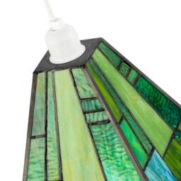 Rackhams Art Deco Tiffany Pendant Lighting Shade with Emerald and Green Panels - thumbnail 3