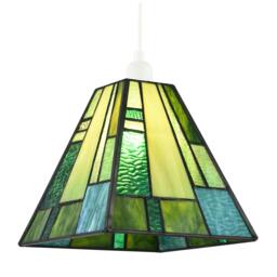 Rackhams Art Deco Tiffany Pendant Lighting Shade with Emerald and Green Panels - thumbnail 2