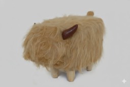 Rackhams Harrington The Highland Cow Footstool – Soft Synthetic Fur with Wooden Legs - Light Brown - thumbnail 3
