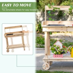 Rackhams Garden Potting Table Workstation w/ Metal Tabletop, Drawer, Shelves - thumbnail 5
