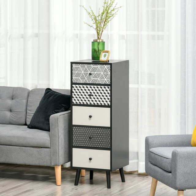 Rackhams Chest of Drawers, 5 Drawer Storage Organiser Unit Bedroom, Black - image 1
