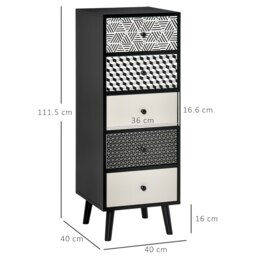 Rackhams Chest of Drawers, 5 Drawer Storage Organiser Unit Bedroom, Black - thumbnail 3