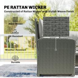 Rackhams 6 PCs Rattan Garden Furniture Sectional Corner Sofa, Dark Grey - Rattan sofa set - 6 - Galvanised metal, PE rattan, polyester - thumbnail 4