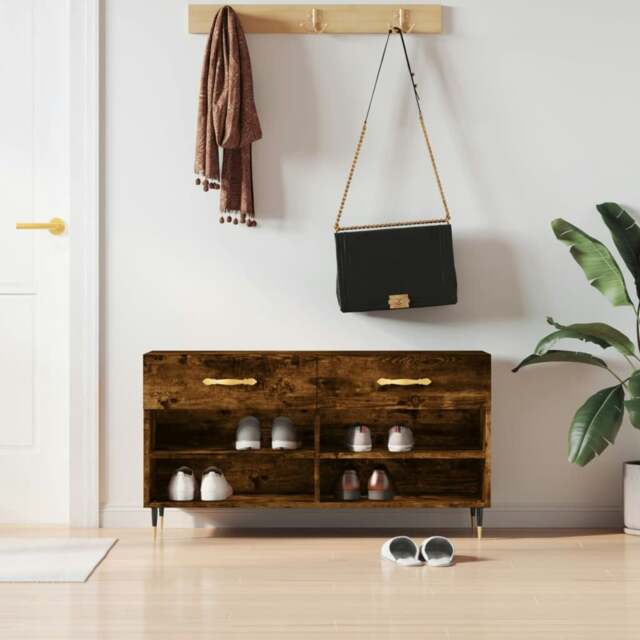 Rackhams Shoe Bench Smoked Oak 102x35x55 cm Engineered Wood - image 1