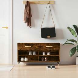 Rackhams Shoe Bench Smoked Oak 102x35x55 cm Engineered Wood - thumbnail 1