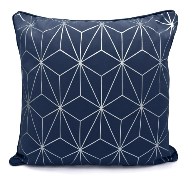 Rackhams Modern Geomtric Foil Print Cushion - 43cm x 43cm - Navy - image 1