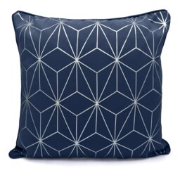 Rackhams Modern Geomtric Foil Print Cushion - 43cm x 43cm - Navy - thumbnail 1