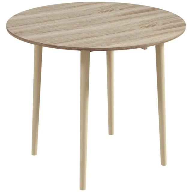 Rackhams Folding Dining Table for 4, Round Drop Leaf Table, Modern Space Saving Small Kitchen Table with Wood Legs for Dining Room, Natural - image 1