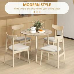 Rackhams Folding Dining Table for 4, Round Drop Leaf Table, Modern Space Saving Small Kitchen Table with Wood Legs for Dining Room, Natural - thumbnail 5