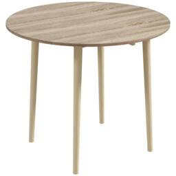 Rackhams Folding Dining Table for 4, Round Drop Leaf Table, Modern Space Saving Small Kitchen Table with Wood Legs for Dining Room, Natural - thumbnail 1