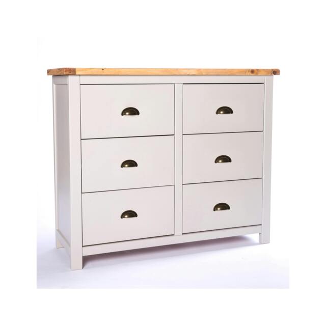 Rackhams Argenta 6 Drawer Chest of Drawers Brass Cup Handle - Light Grey - image 1